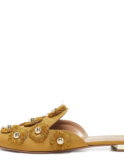 Pre-owned Aquazzura Sunflower Mules In Yellow