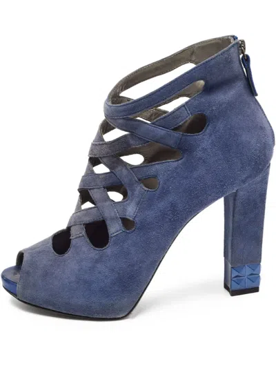 Pre-owned Le Silla Cut-out Suede Boots In Blue