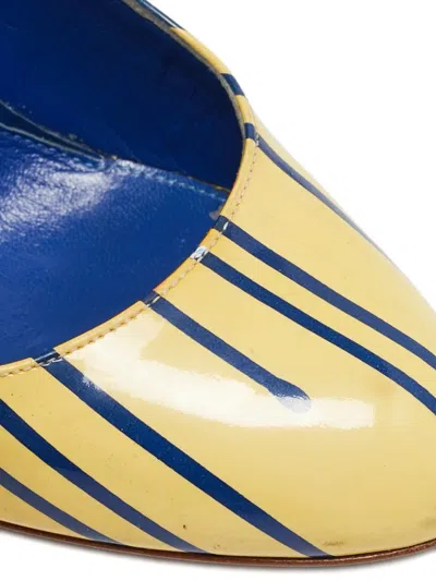 Pre-owned Sergio Rossi Vintage 105mm Striped-pattern Leather Pumps In Blue