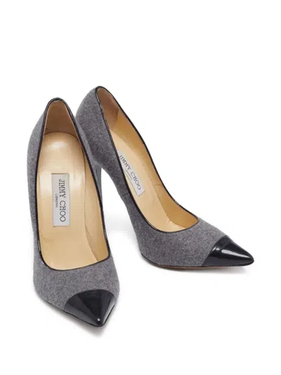 Pre-owned Jimmy Choo 125mm Patent-toecap Pumps In Gray