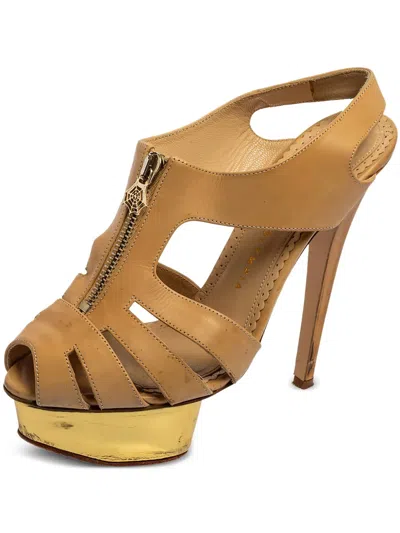 Pre-owned Charlotte Olympia 559038 Beige In Brown