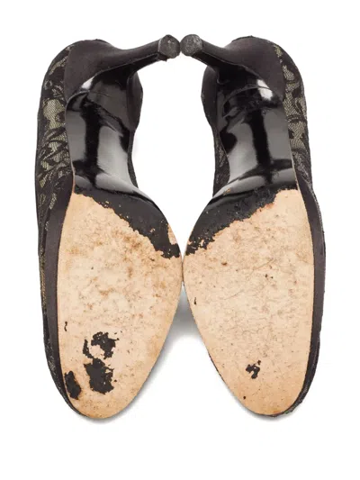 Pre-owned Stuart Weitzman Lace Floral Pumps In Black