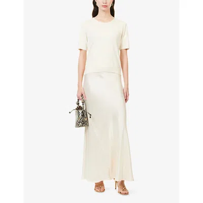 Frame Womens White The Droplet Short-sleeves Silk And Cotton Jumper In White