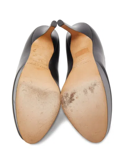 Pre-owned Jimmy Choo 130mm Leather Platform Pumps In Black