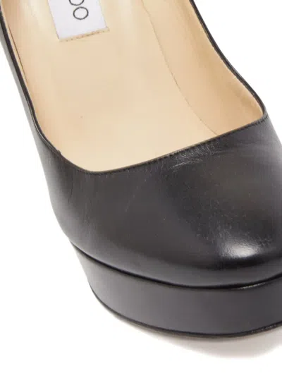 Pre-owned Jimmy Choo 130mm Leather Platform Pumps In Black