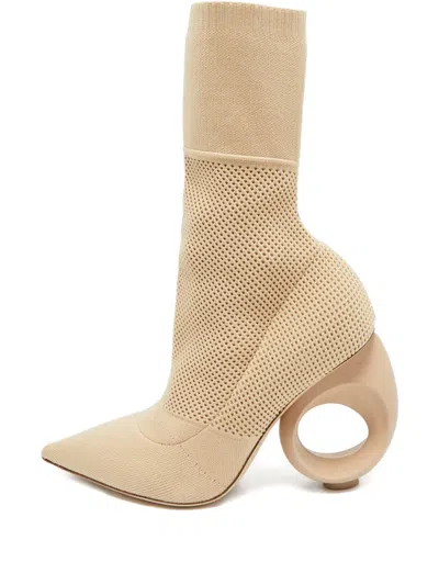 Pre-owned Burberry 100mm Knitted Pumps In Neutral
