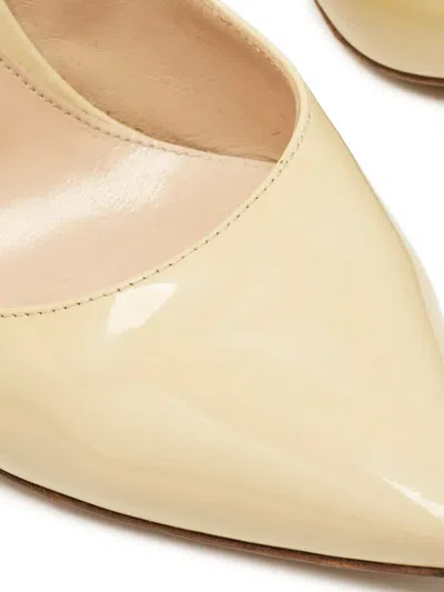 Pre-owned Gianvito Rossi 110mm Patent-leather Pointed-toe Pumps In Neutral