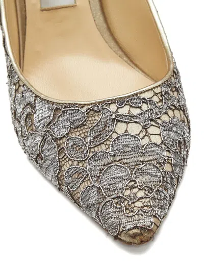 Pre-owned Jimmy Choo Romy Lace Floral Pumps In Gray