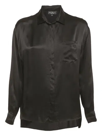 Pre-owned Ferragamo Chest-pocket Shirt In Black