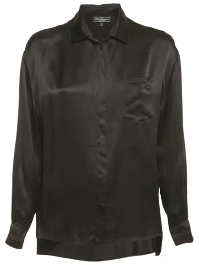 Pre-owned Ferragamo Chest-pocket Shirt In Black