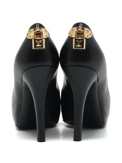 Pre-owned Louis Vuitton 110mm Leather Peep-toe Pumps In Black