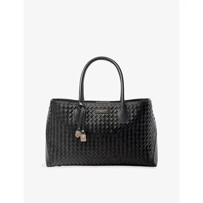Aspinal Of London Womens Black London Logo-print Leather Tote Bag