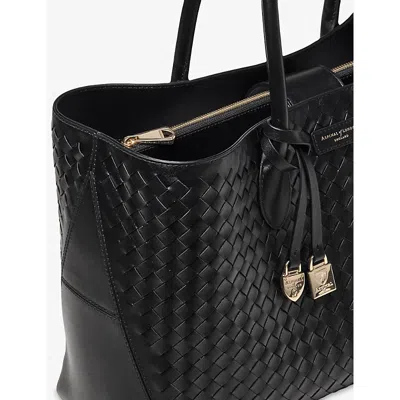 Aspinal Of London Womens Black London Logo-print Leather Tote Bag