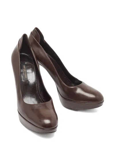 Pre-owned Sergio Rossi Vintage 120mm Platform Heel Pumps In Brown