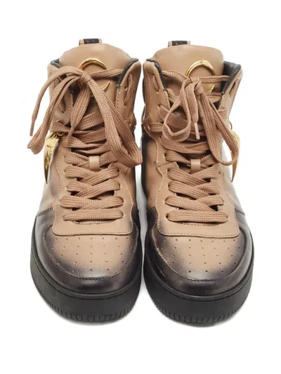 Pre-owned Roberto Cavalli Vintage Leather High-top Sneakers In Black