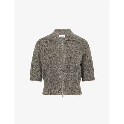 Samsoe & Samsoe Womens Fossil Mel. Sakelsie Short-sleeves Stretch-wool Blend Cardigan