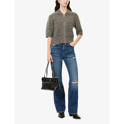 Samsoe & Samsoe Womens Fossil Mel. Sakelsie Short-sleeves Stretch-wool Blend Cardigan