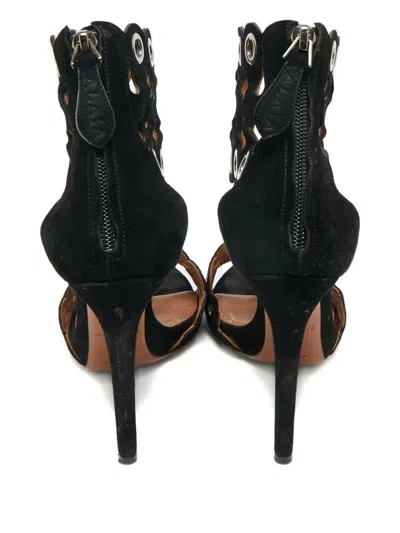 Pre-owned Alaïa Eyelet Ankle Strap Heels Sandals In Black