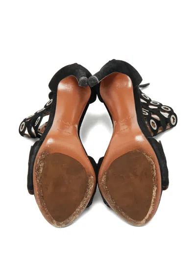 Pre-owned Alaïa Eyelet Ankle Strap Heels Sandals In Black