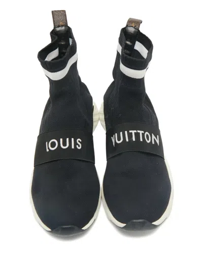 Pre-owned Louis Vuitton Aftergame Knit Stripe-detail Sneakers In Black
