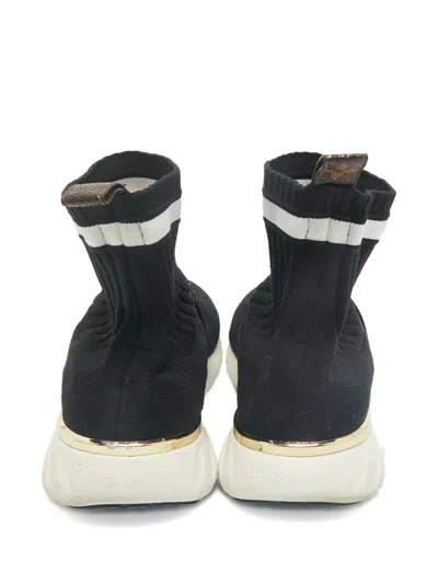 Pre-owned Louis Vuitton Aftergame Knit Stripe-detail Sneakers In Black