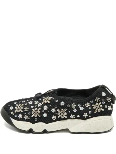 Pre-owned Dior Fusion Crystal-embellishment Sneakers In Black