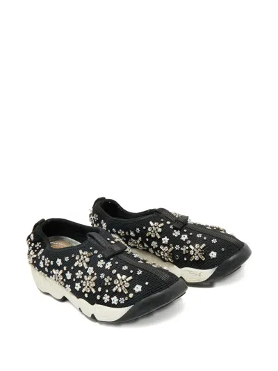 Pre-owned Dior Fusion Crystal-embellishment Sneakers In Black