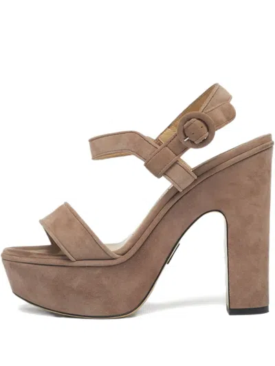 Pre-owned Paul Andrew Platform Ankle-strap Sandals In Neutral