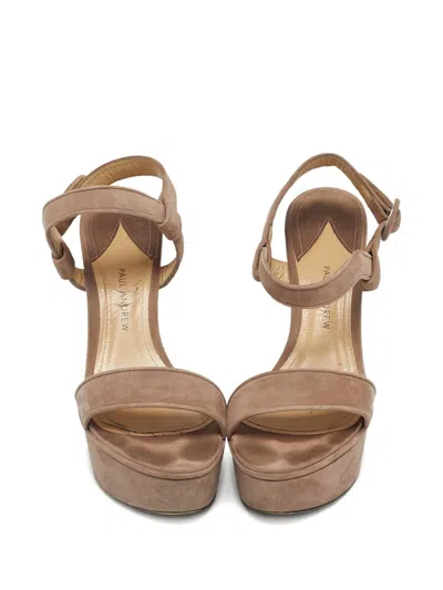 Pre-owned Paul Andrew Platform Ankle-strap Sandals In Neutral