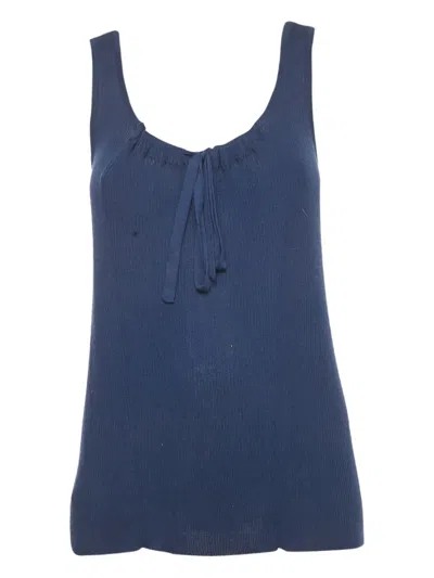 Pre-owned Marni Knitted Tie-up Tank Top In Blue