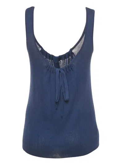 Pre-owned Marni Knitted Tie-up Tank Top In Blue