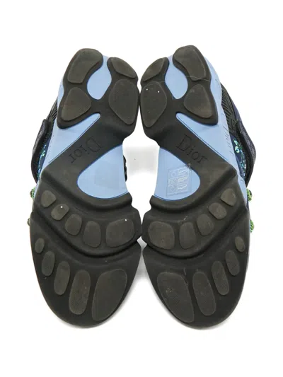 Pre-owned Dior Fabric Embellishment Sneakers In Blue