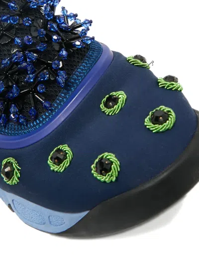 Pre-owned Dior Fabric Embellishment Sneakers In Blue