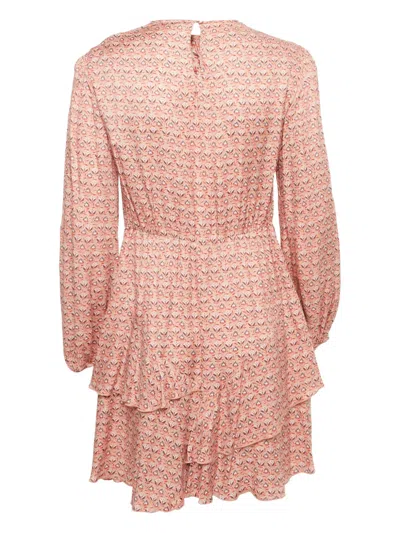 Pre-owned Maje Floral Ruffle Mini Dress In Pink
