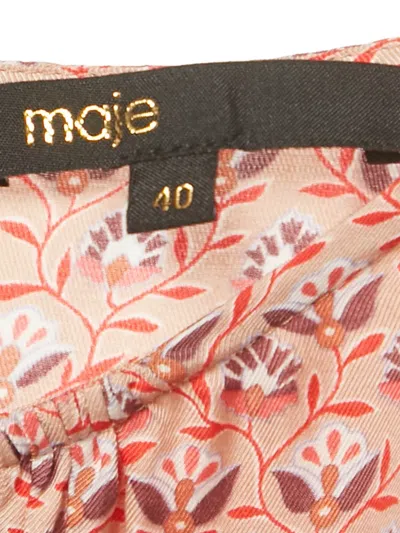 Pre-owned Maje Floral Ruffle Mini Dress In Pink