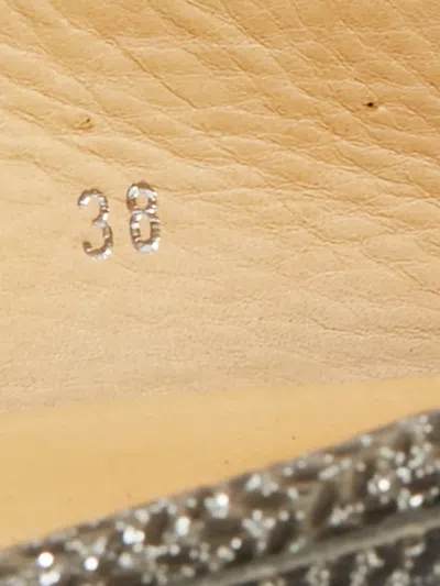 Pre-owned Tod's Gommino Metallic-effect Bow Loafers In Gray