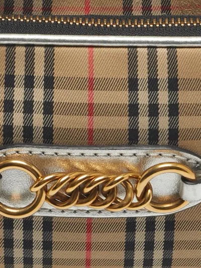 Pre-owned Burberry Small 1983 Check-pattern Chain-strap Camera Cross Body Bag In Neutral