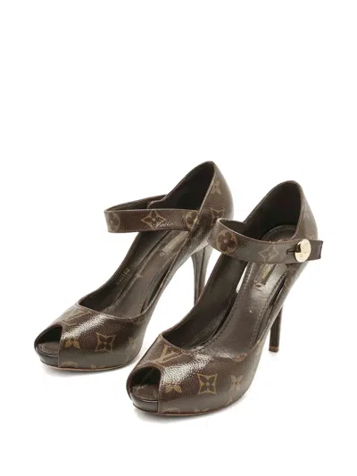 Pre-owned Louis Vuitton Mary Jane Monogram Heel Shoes In Brown