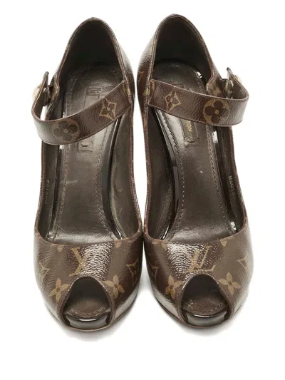 Pre-owned Louis Vuitton Mary Jane Monogram Heel Shoes In Brown