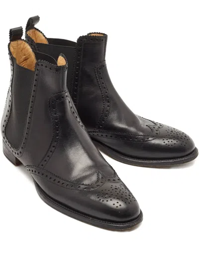 Pre-owned Hermes Brighton Leather Ankle Boots In Black
