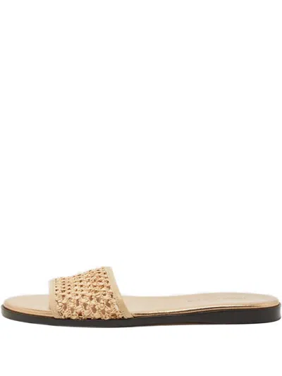 Pre-owned Jimmy Choo Raffia Flat Sandals In Neutral