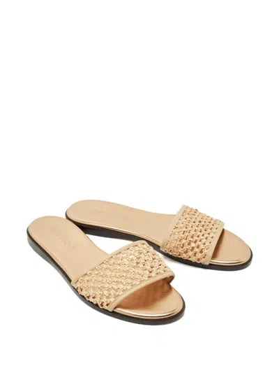 Pre-owned Jimmy Choo Raffia Flat Sandals In Neutral