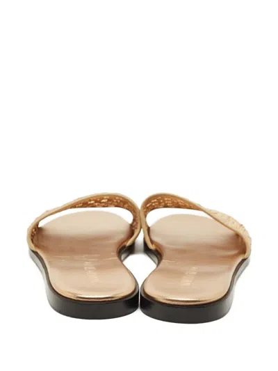 Pre-owned Jimmy Choo Raffia Flat Sandals In Neutral
