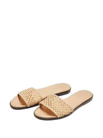 Pre-owned Jimmy Choo Raffia Flat Sandals In Neutral