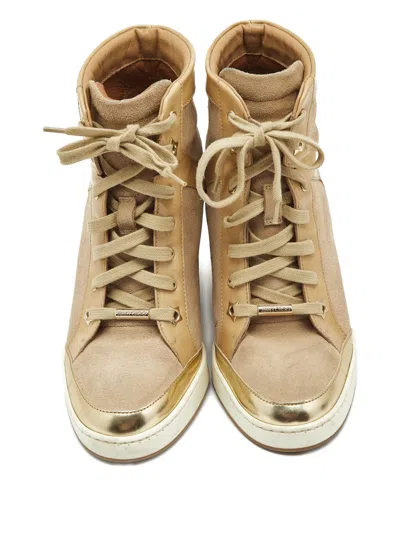 Pre-owned Jimmy Choo Leather Sneakers In Neutral