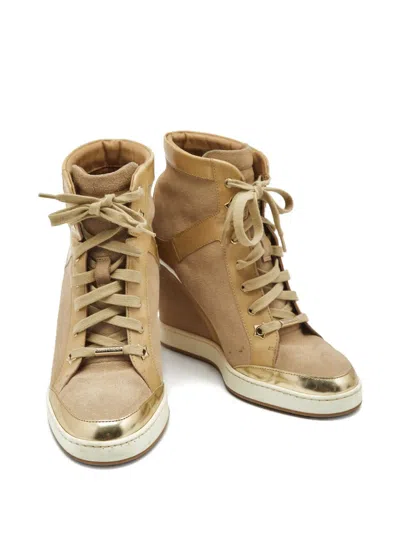 Pre-owned Jimmy Choo Leather Sneakers In Neutral