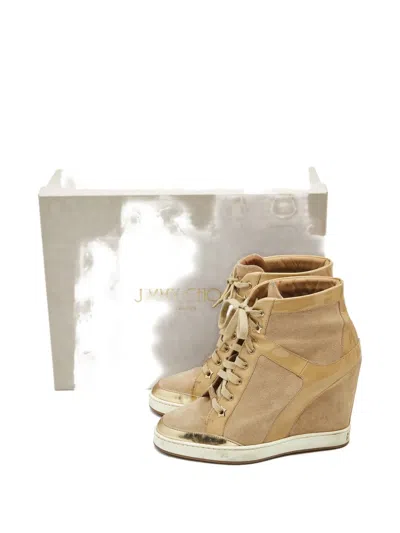 Pre-owned Jimmy Choo Leather Sneakers In Neutral