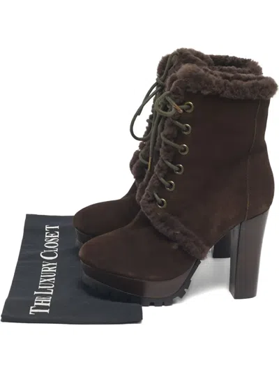 Pre-owned Burberry Shearling Boots In Brown