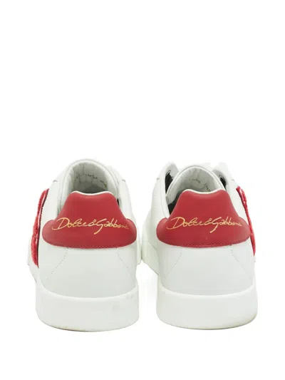 Pre-owned Dolce & Gabbana Leather Logo-patch Sneakers In White