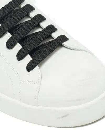 Pre-owned Dolce & Gabbana Leather Logo-patch Sneakers In White